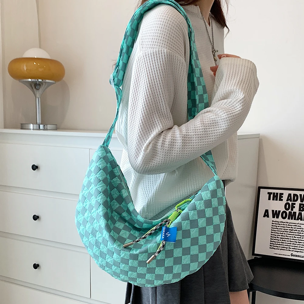 Half Moon Crescent - Plaid Women Messenger Bag Fashion Half