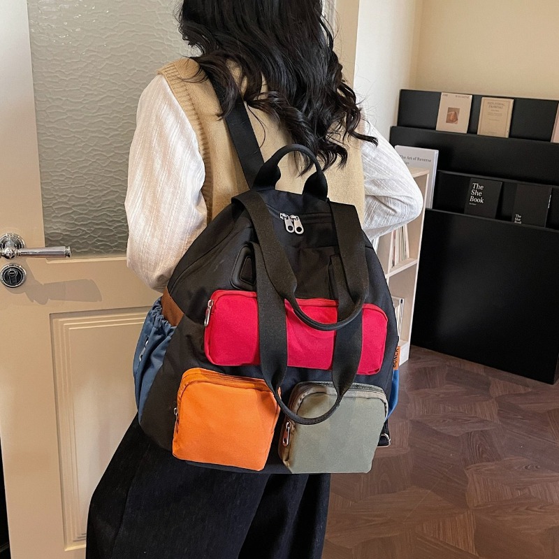 Women Bags Sale - Multi-pocket Checkered Youth Backpack for Women