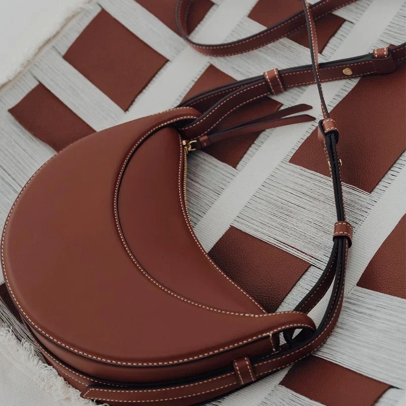 Half Moon Crescent - French Fashion Genuine Leather Women's Single