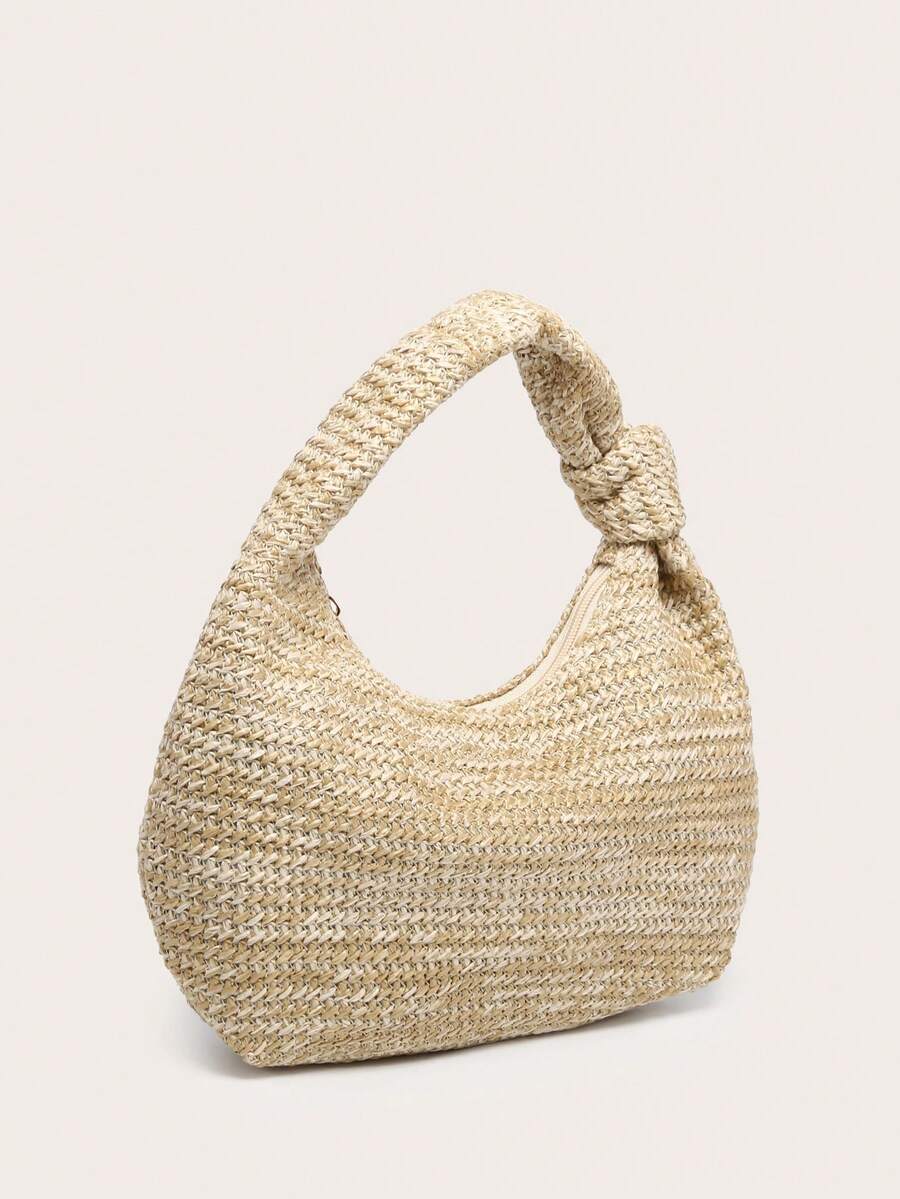 Crescent-Shaped Straw Handbag  - đánh giá và giá Half Moon Crescent