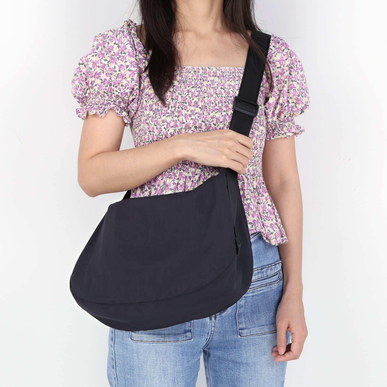Women Nylon Shoulder Bag Zippe - đánh giá và giá Half Moon Crescent