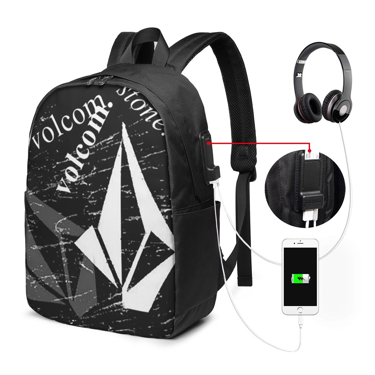 V-Volcom Logo Backpack Travel  - đánh giá và giá Women Bags For Laptop