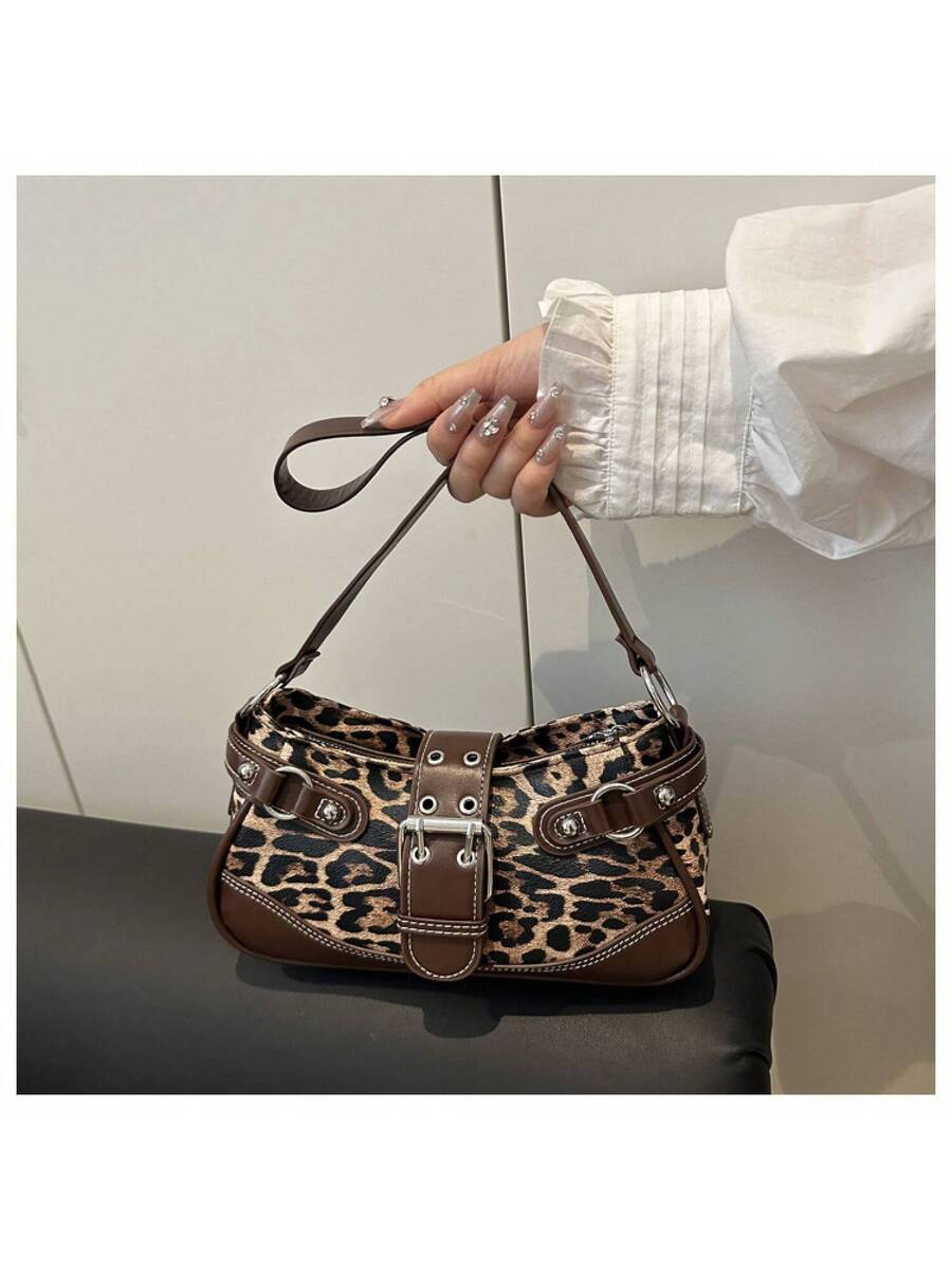 Leopard Print Pink Shoulder Ba - đánh giá và giá Half Moon Crescent