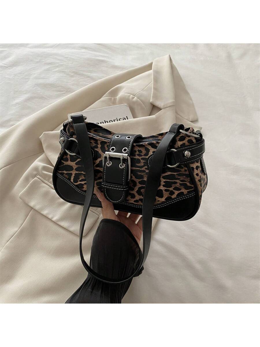 Leopard Print Pink Shoulder Ba - đánh giá và giá Half Moon Crescent