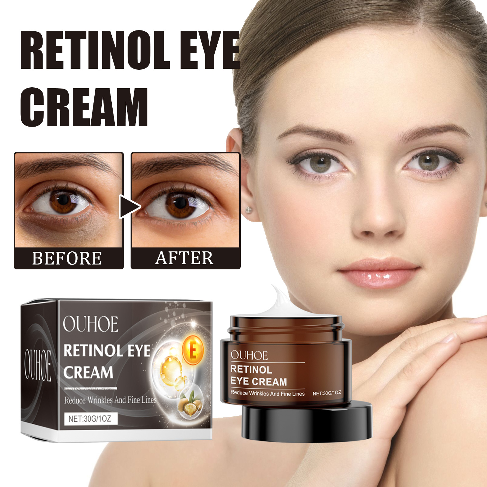 OUHOE Retinol Eye Cream Anti-W - đánh giá và giá Women Bags Under Eyes