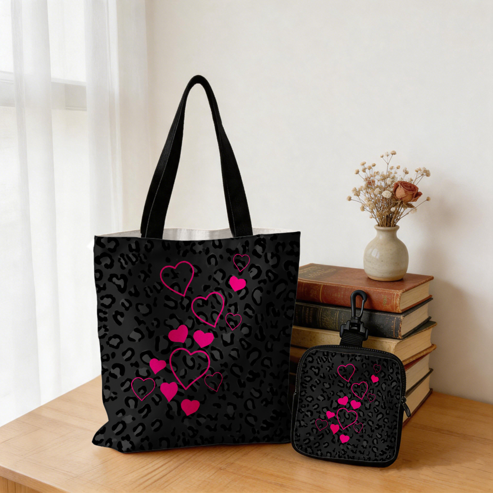 Black Leopard Print Pink Heart - đánh giá và giá Women Bags Purses