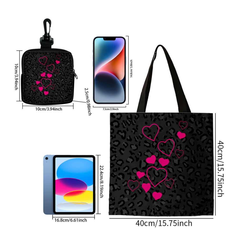 Black Leopard Print Pink Heart - đánh giá và giá Women Bags Purses